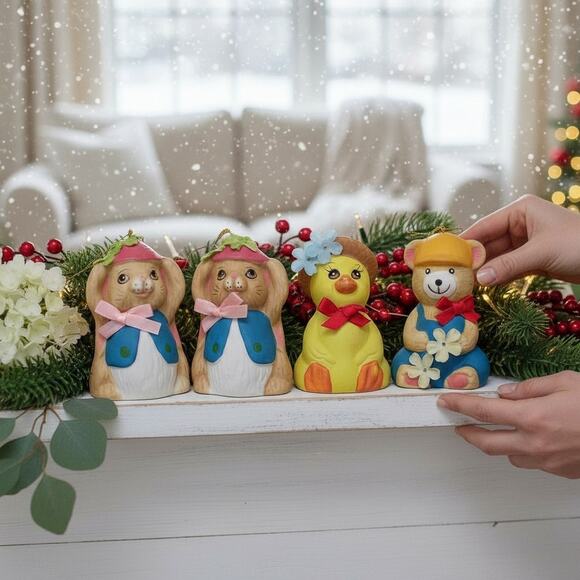 π Vintage Porcelain Bells ππ¦π» Hand Painted Set of 4 - Picture 1 of 15